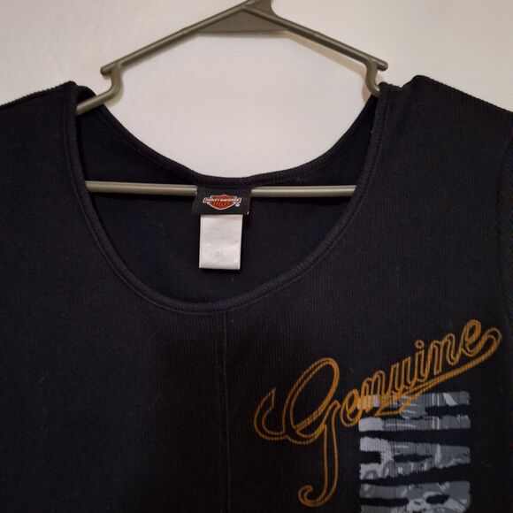 Harley Davidson Women's Waffle Weave Shirt Thermal Style Graphic Biker Chic XL - Picture 5 of 7